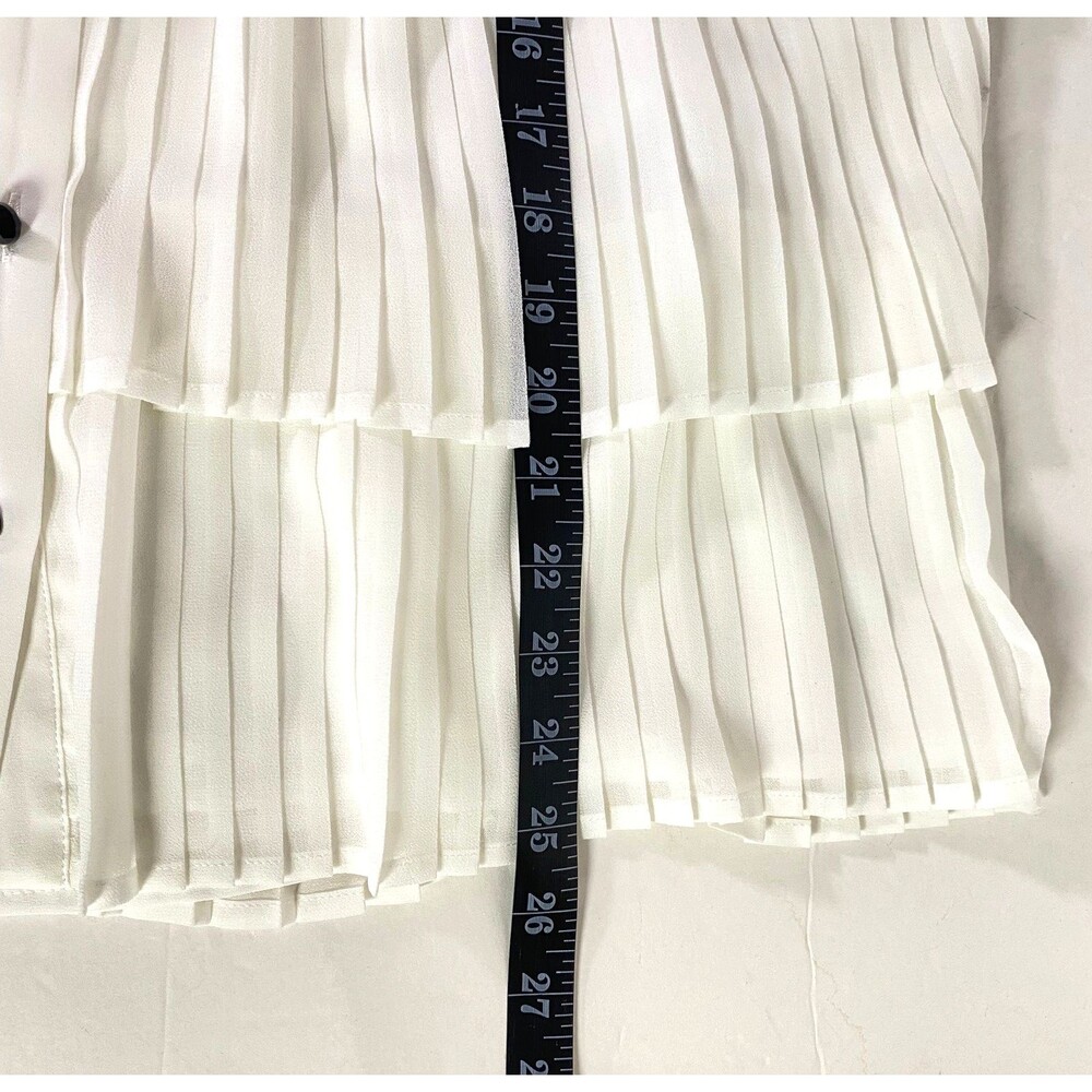 WHBM Tiered Pleats Tank Top Womens Size 14 Off White Black Necktie Lined NWOT - Picture 15 of 15